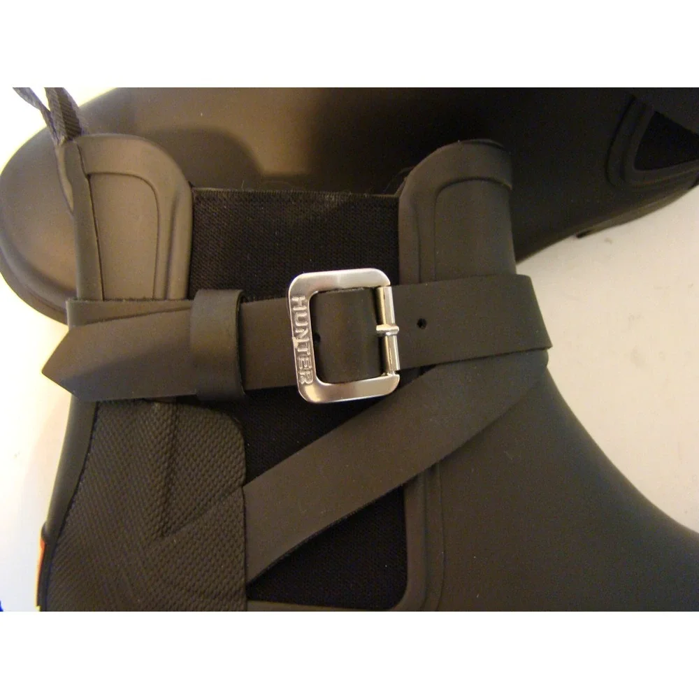 NEW! HUNTER MENS Black Chelsea Rubber Ankle BOOTS Buckle SIZE 11 WOMENS 12 DB3